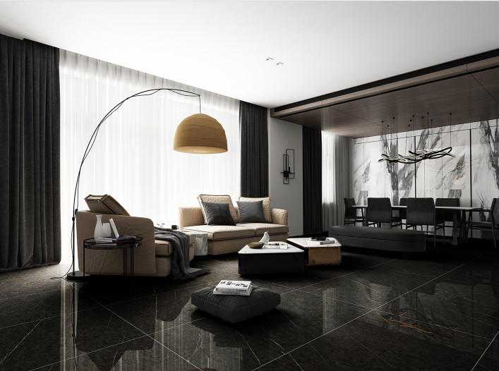 Living room, Marble looking tiles, LXB751513